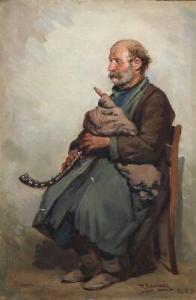 KOLCHIN PETR PETROVICH 1800-1800,A Russian man playing the volynka,Bruun Rasmussen DK 2018-12-03