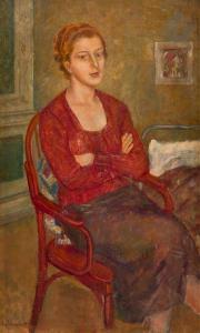 KOLESNIKOV Stepan Feodorovich 1879-1955,Femme au corsage rouge,Ader FR 2023-05-16