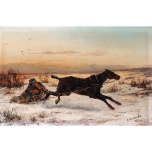 KOLESOV Aleksei Mikhailovich,travelling through a winter landscape,1880,Sotheby's 2004-12-02