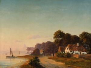 KOLLE C.A 1827-1872,A view of the coast of Hellebæk with Sweden in the,Bruun Rasmussen DK 2020-09-28