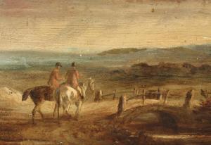 KOLLE C.A 1827-1872,Landscape with riders near a bridge,1861,Bruun Rasmussen DK 2019-09-02