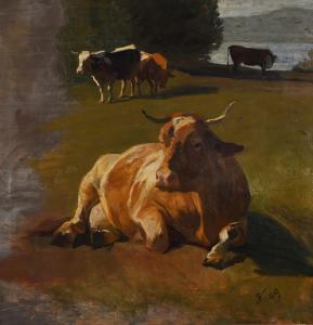 KOLLER Rudolf Johann 1828-1905,Kuhherde (Herd of Cows),1869,Germann CH 2023-11-28