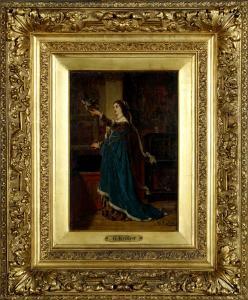 KOLLER Wilhelm 1829-1884,Jeune femme à la colombe,Galerie Moderne BE 2022-01-17
