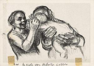 KOLLWITZ Käthe 1867-1945,Feldpost an Herrn Klüwe,1943,Galerie Bassenge DE 2014-11-29