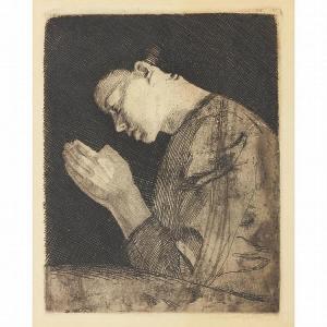 KOLLWITZ Käthe 1867-1945,Girl Praying,1892,Leland Little US 2014-12-05
