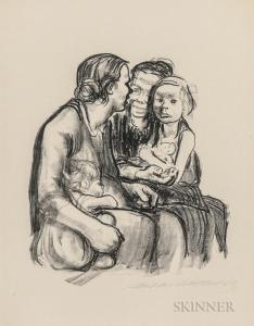 KOLLWITZ Käthe 1867-1945,Zwei schwatzende Frauen mit zwei Kindern,1930,Skinner US 2018-01-26
