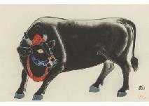 KOMATSU Hitoshi 1902-1989,Black Cow,Mainichi Auction JP 2021-07-16
