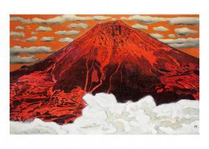 KOMATSU Hitoshi 1902-1989,RED MOUNT FUJI,Ise Art JP 2022-04-23