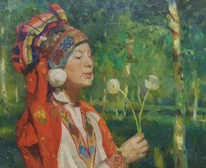 KOMBULATOV Murat 1962,- Portrait of a woman in traditional Dagestan costume,Rosebery's GB 2011-09-13