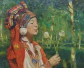 KOMBULATOV Murat 1962,Portrait of a woman in traditional Dagestan costume,Rosebery's GB 2011-10-08