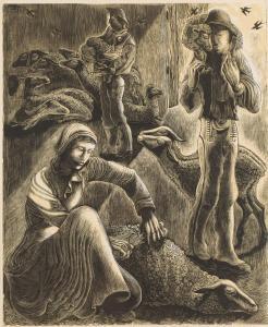 KONARSKA SLONIMSKA Janina 1902-1975,In the sheepfold (Sheep shearing),1938,Desa Unicum PL 2021-01-26