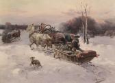 KONARSKI Josef 1800-1900,Winter Landscape with Horse-drawn Sleigh,Van Ham DE 2023-05-15