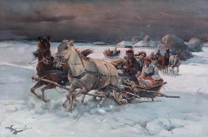 KONARSKI Josef 1800-1900,Zimą,Sopocki Dom Aukcjny PL 2024-03-23