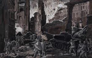 KONARZ KONARZEWSKI Stanislaw 1914-1999,WARSAW GHETTO UPRISING,Stephan Welz ZA 2018-11-27