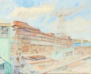 KONGSMAR Hans 1900-1900,Scenery from Aarhus Floating Dock,1957,Bruun Rasmussen DK 2019-11-18