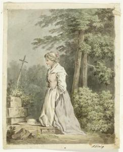 KONIG Franz Niklaus 1765-1832,A young girl
kneeling at a wayside cross,Galerie Koller CH 2010-03-22