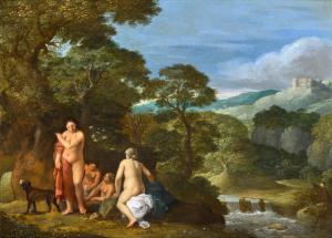 KONIG Johann 1586-1642,Diana and her nymphs in a bosky landscape setting,Sotheby's GB 2023-07-06