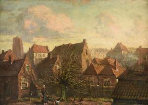 KONING Arnold Hendrik 1860-1945,Figure in Cityscape with Chickens,Simpson Galleries US 2022-10-01