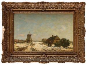 KONING Arnold Hendrik 1860-1945,Moulin sous la neige,Osenat FR 2019-12-01