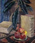 KONNERTH HERMANN,Stillleben mit Obst, Büchern und Pflanze,1929,Auktionshaus Dr. Fischer 2016-12-10
