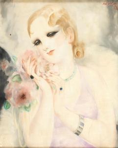 KONO Micao 1876-1954,Femme aux fleurs,1933,AuctionArt - Rémy Le Fur & Associés FR 2023-06-02