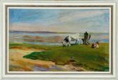 KONSTANTIN HANSEN Elise 1858-1946,Coastal scenery with grazing cows,1922,Bruun Rasmussen 2007-10-30