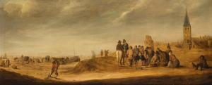 KOOL Willem Gillesz 1608-1666,Beach scene at Katwijk with fishmongers sellin,18th century,Sotheby's 2023-07-07