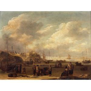 KOOL Willem Gillesz 1608-1666,Bord de mer à Scheveningen,Tajan FR 2016-12-16