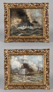 KOPPEL Karl 1853-1919,Paar Gemälde deutsche Kriegsmarine,Mehlis DE 2017-11-18