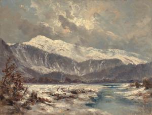 KOPPEL Karl 1853-1919,Winter Evening on the Loisach,1914,Palais Dorotheum AT 2015-06-30