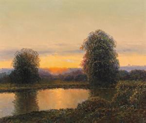 KORECKI Wiktor 1890-1980,Evening scenery with a sunset,Bruun Rasmussen DK 2024-04-01