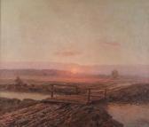 KORECKI Wiktor 1890-1980,Pejzaż z mostkiem o zachodzie słońca,1945,Rempex PL 2015-03-18