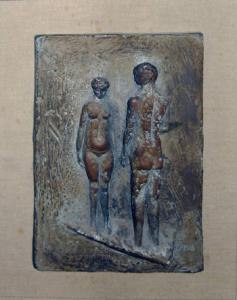 KORMIS Fred,'Male and Female Figures', plaster relief, 29cm x ,Lots Road Auctions 2007-07-15