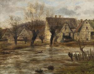 KORNBECK Julius 1839-1920,Flooding at Oberensingen,Nagel DE 2022-11-17