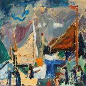 KORNBECK Mette 1914,City life at the harbour,Bruun Rasmussen DK 2014-05-19