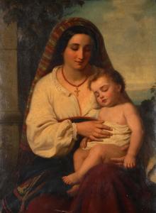 KORNECK Albert Friedrich 1813-1905,Mutter mit Kind,1868,Wendl DE 2017-10-26