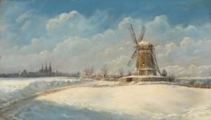 KORNERUP Jacob,Winter day near Roskilde with a view towards Roski,1887,Bruun Rasmussen 2022-08-29