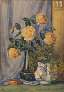 KOROVIN Aleksej K. 1897-1950,Bouquet de roses,1928,Millon & Associés FR 2022-11-22