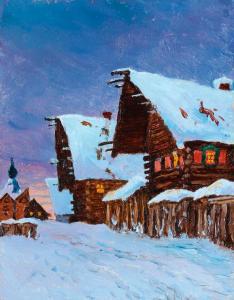 KOROVIN Konstantin Alexandrovitch 1861-1939,Nocturnal Winter Village Scene,Jackson's US 2013-11-19