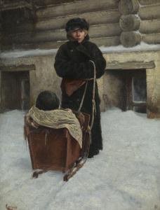 KOROVIN Sergei Alexeivich 1858-1908,Boy with a Sleigh,1881,MacDougall's GB 2019-11-25