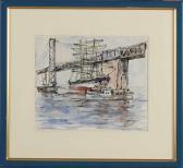 KORTHALS Jan 1916-1973,Bridge with ships,Twents Veilinghuis NL 2020-10-22