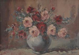 KOSCAYA Enrique 1901-1970,Roses in a blue vase,Burstow and Hewett GB 2016-11-16