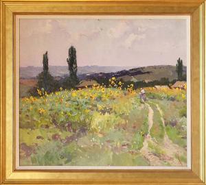 KOSHEVOI Victor 1924-2006,'Sunflowers field',1983,Lots Road Auctions GB 2023-06-18