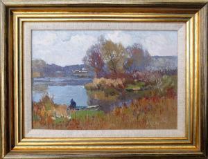KOSHEVOI Victor 1924-2006,Fishing by the lake,1980,Lots Road Auctions GB 2018-10-14