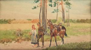 KOSINSKI Kajetan 1847-1935,Ułan z dziewczyną,Sopocki Dom Aukcjny PL 2023-05-17