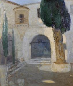 KOSMADOPOULOS Georgios 1895-1967,A Courtyard with Cyprus Trees,John Nicholson GB 2019-10-30