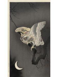KOSON Ohara 1877-1945,Moon and Horned Owl,Mallet JP 2024-03-07