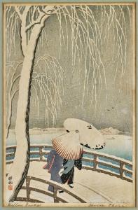 KOSON Ohara 1877-1945,Snow on Willow Bridge,Chait US 2017-01-22