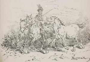 KOSSAK Juliusz 1824-1899,Trójka koni krakowskich,Rempex PL 2018-07-11