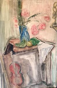 KOSSONOGI Yosef 1908-1981,Interior and Flowers,Montefiore IL 2017-04-19